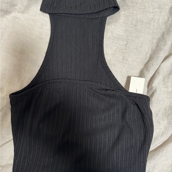 Commense Black strapless top with racer back / Textured Fabric - Picture 2 of 6